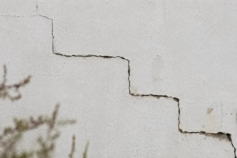 Fissure d'enduit sur une façade ancienne